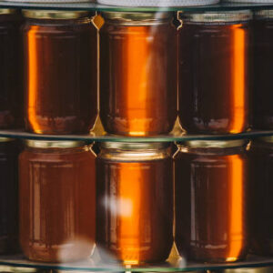 jars of fresh honey as delicious nutrient ingredient