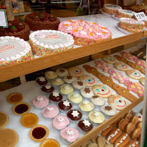 Assortment of pastries in bakery