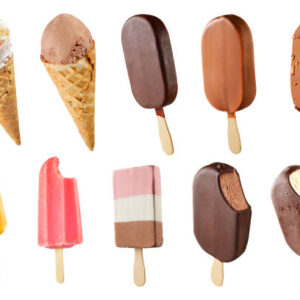 Set of difrent ice creams isolated on white background